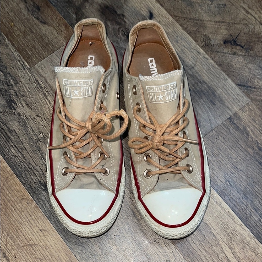 Converse All Star Tan Sneakers with Red Trim